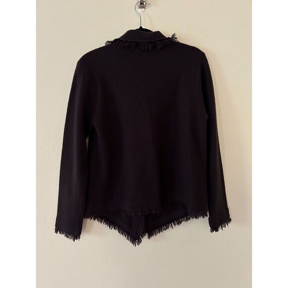 J'ENVIE Wool Brown Cardigan Fringe White Size M - Picture 2 of 7